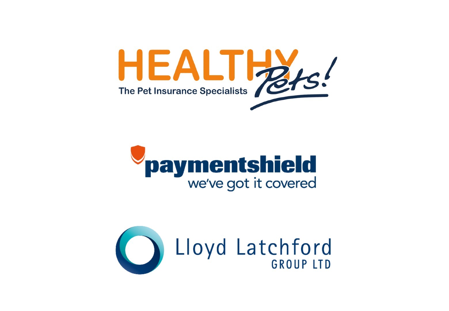 Healthy Pets, Paymentshield and Lloyd Latchford logos.